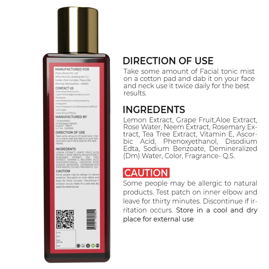 Satyabhama & Shantanu Lemon Grapefruit Facial Tonic Mist By Phyto atomy