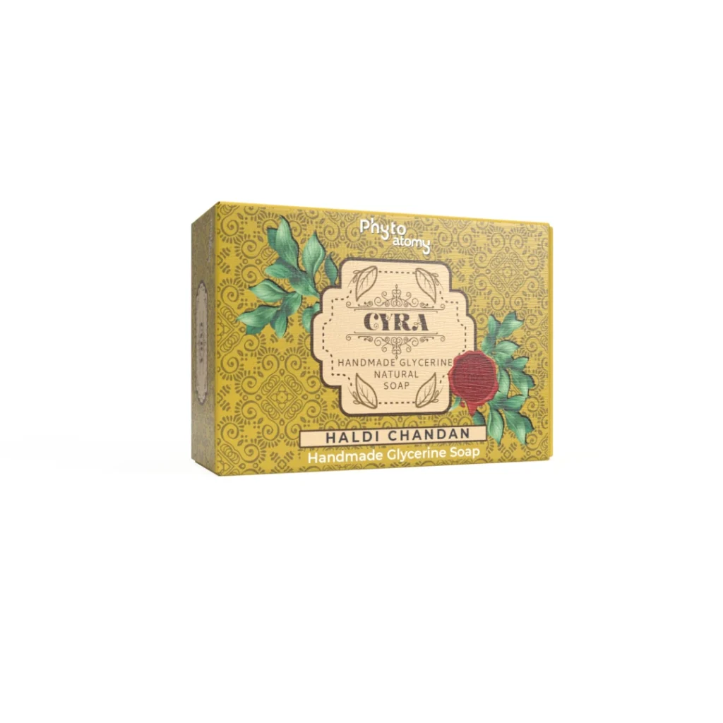 Unlock the Secrets of Radiant Skin with Phyto Atomy Haldi & Chandan Glycerine Soap (100g)